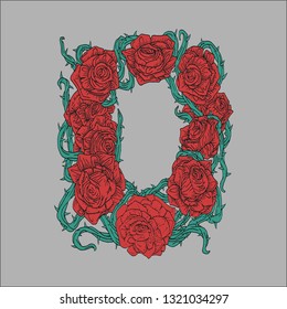 vintage medieval colors cross and hoof with roses background line art vector ilustration