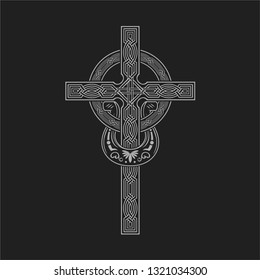vintage medieval colors cross and hoof with roses background line art vector ilustration