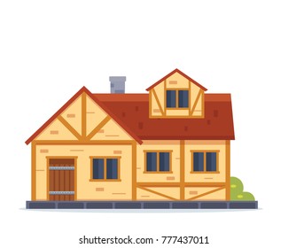 Vintage Medieval Historical Residential House Illustration