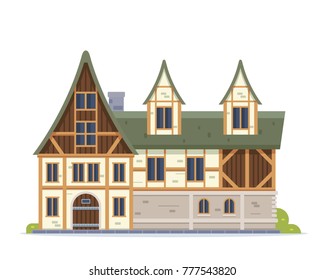 Vintage Medieval Historical Residential House Illustration