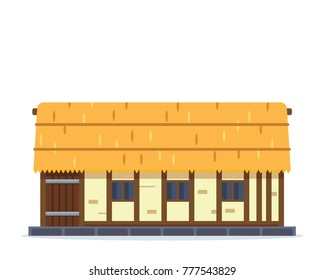 Vintage Medieval Historical Residential House Illustration