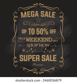 vintage mega venta oferta póster Anuncio insignia etiqueta Ilustración vectorial