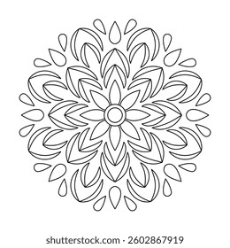 Vintage Mehndi Style Mandala for Coloring Book Page