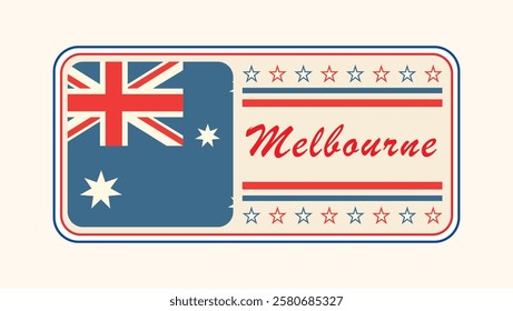 Vintage Melbourne Nameplate with Australian Flag Design