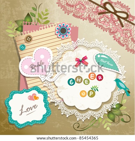 Vintage memo scrapbook elements 01