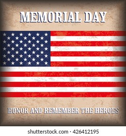 Vintage Memorial Day background design with brown colors and US-Flag. Eps 10 vector file.