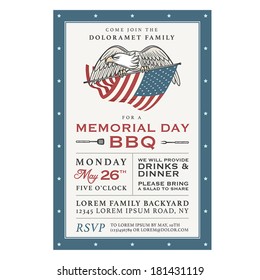 Vintage Memorial Day barbecue invitation