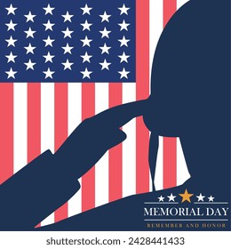 Vintage memorial day poster Vector illustration