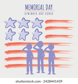 Vintage memorial day poster Vector illustration