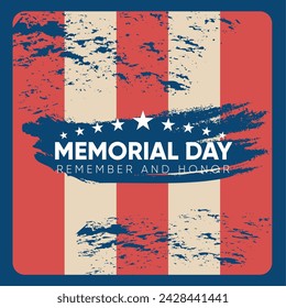 Vintage memorial day poster Vector illustration