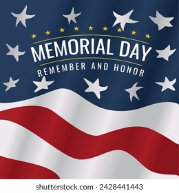 Vintage memorial day poster Vector illustration