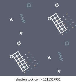 Vintage Memphis Pattern. Seamless Background for Wallpaper, Calico, Textile in Trendy Style. Colorful Geometric Pattern with Hand Drawn Scribble Elements. Colorful Triangles, Rings, Zigzags and Dots.