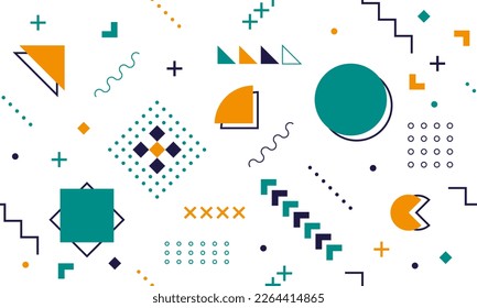 Vintage Memphis nahtloses Muster. Farbiges Muster aus geometrischen Formen im Stil der 80er bis 90er Jahre. Endlose Textur. Zur Verwendung im Web-Design, Einladung, Poster, Druck. Vektorgrafik.