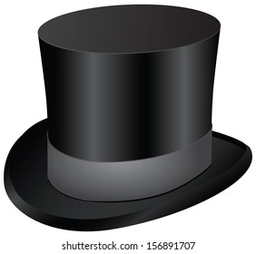 Vintage men's dress - black top hat. Vector illustration.