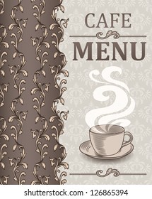 Vintage menu background with a cup