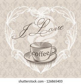 Vintage menu background with a cup