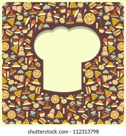 Vintage Menu Card Designs with chefs hat in Retro Style, with place for text - vector illustration