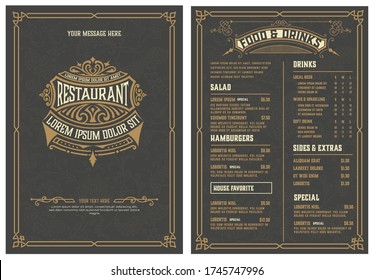 Vintage Menu with classic and premium ornaments