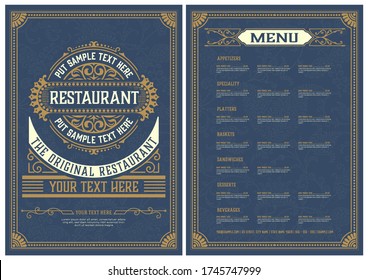 Vintage Menu with classic and premium ornaments