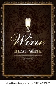 Vintage menu design, wine.Vector