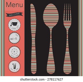 Vintage menu  labels set, vector illustration. Labels Set for Restaurants and Bars.
