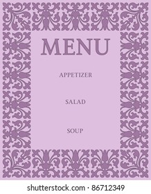 vintage menu lavender