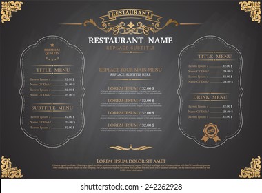 vintage menu restarante chalk board design