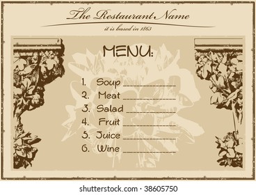 Vintage-Menü-Restaurant horizontal. Vektorgrafik