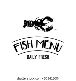 Vintage Menu Sign - Lobster - Vector Fish Menu. Illustration On White Background