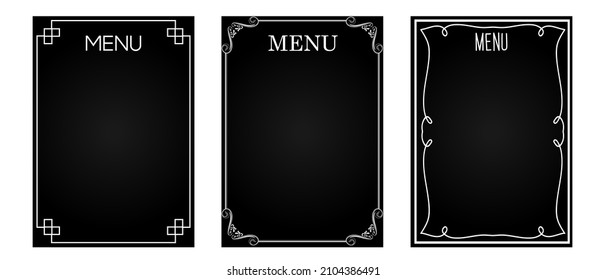 Vintage Menu written with chalk on a blackboard. Menu template