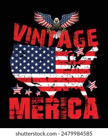 Vintage Merica - American t-shirt design