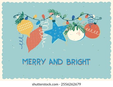 Vintage Merry Christmas card for festive branding projects, logos, stickers, invitations, scrapbooking, wall posters, social media and for decorating your home, crafts and goods