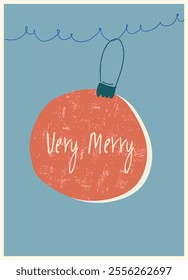 Vintage Merry Christmas card for festive branding projects, logos, stickers, invitations, scrapbooking, wall posters, social media and for decorating your home, crafts and goods