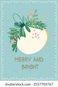 Vintage Merry Christmas card for festive branding projects, logos, stickers, invitations, scrapbooking, wall posters, social media and for decorating your home, crafts and goods