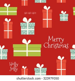 Vintage Merry Christmas And Happy New Year seamless pattern.  Greeting hand drawn illustration for Xmas.