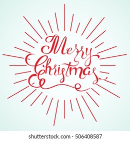 Vintage Merry Christmas And Happy New Year Lettering Vector illustration