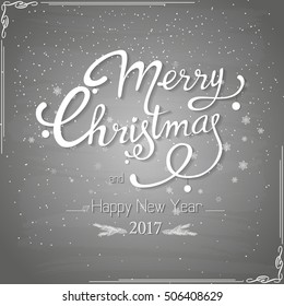Vintage Merry Christmas And Happy New Year Lettering Vector illustration