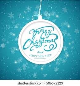Vintage Merry Christmas And Happy New Year Lettering Vector illustration