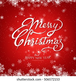 Vintage Merry Christmas And Happy New Year Lettering Vector illustration