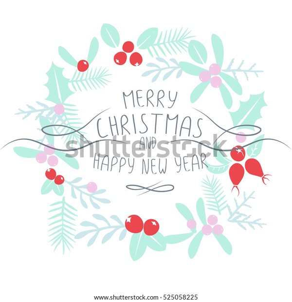 Download Vintage Merry Christmas Happy New Year Stock Vector Royalty Free 525058225 PSD Mockup Templates