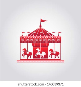 Vintage merry-go-round / carousel icon, fair symbol, vector illustration