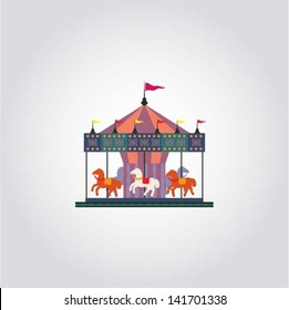 Vintage merry-go-round / carousel icon, fair symbol, vector illustration