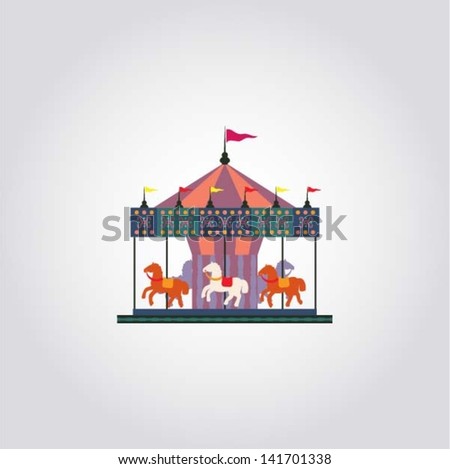 Vintage merry-go-round / carousel icon, fair symbol, vector illustration