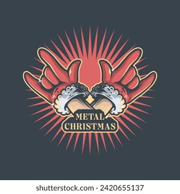 vintage metal head hand santa claus