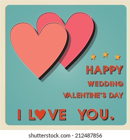 Vintage metal Heart sign-  3d Retro type font poster. Vector EPS10. Grunge effects vector design