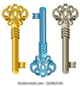 Vintage metal keys set - vector illustration