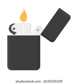 Vintage Metal Lighter Vector on White Background. Simple Black Lighter Icon.