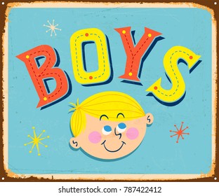 Vintage Metal Sign - BOYS - Vector EPS10. Grunge effects can be easily removed for a brand new, clean design.