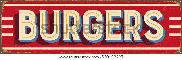 Vintage Metal Sign Burgers Vector Eps10 Stock Vector (Royalty Free