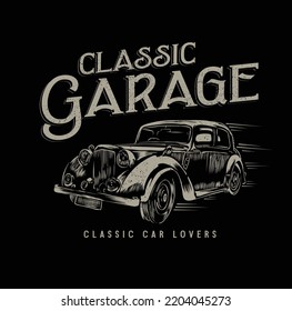 Vintage metal sign - Classic Garage - Vector EPS10. Grunge effects can be easily removed for a brand new, clean sign.